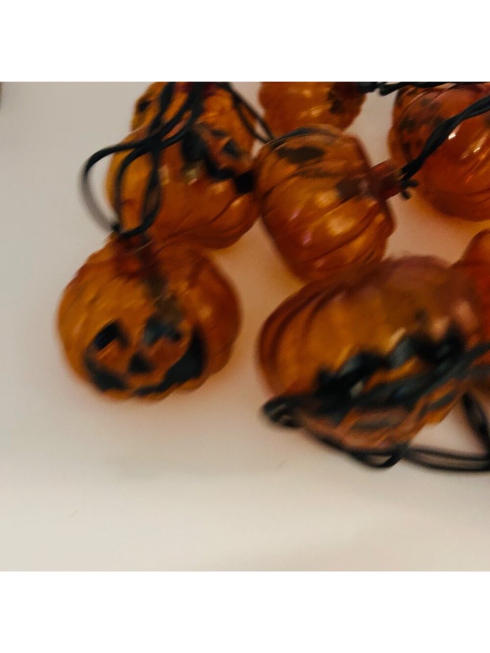 Halloween Pumpkin String Lights 6 Ft Clear Orange Plastic Jack O Lantern Decor - Picture 4 of 10